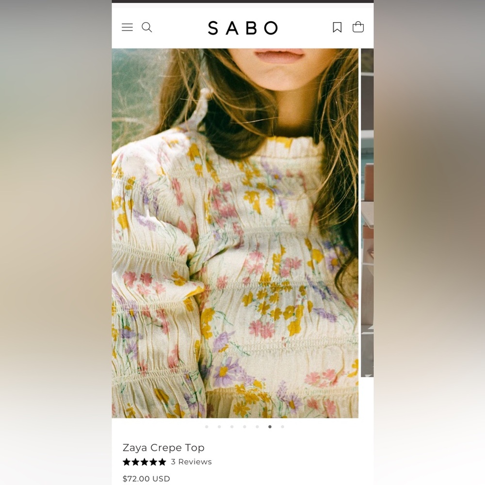 Sabo ruffled top - Zaya crepe top. Size M.